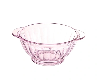 Blossom pink high borosilicate glass bowl with handles